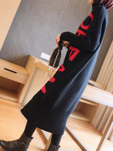 Letter Printed High Neck Sweater Dress